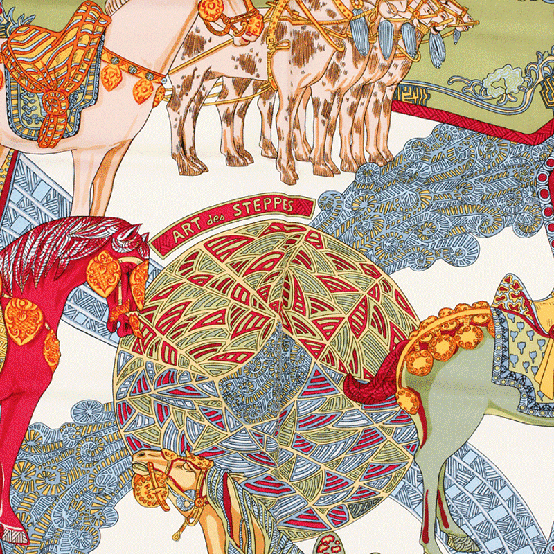 Hermes Silk Scarf Art des Steppes