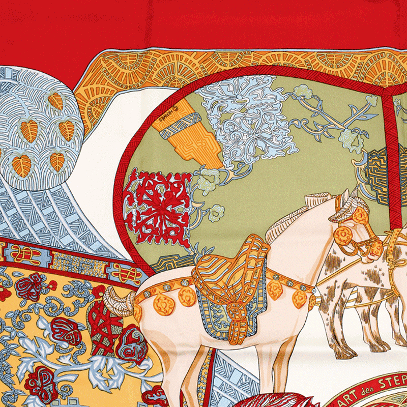 Hermes Silk Scarf Art des Steppes