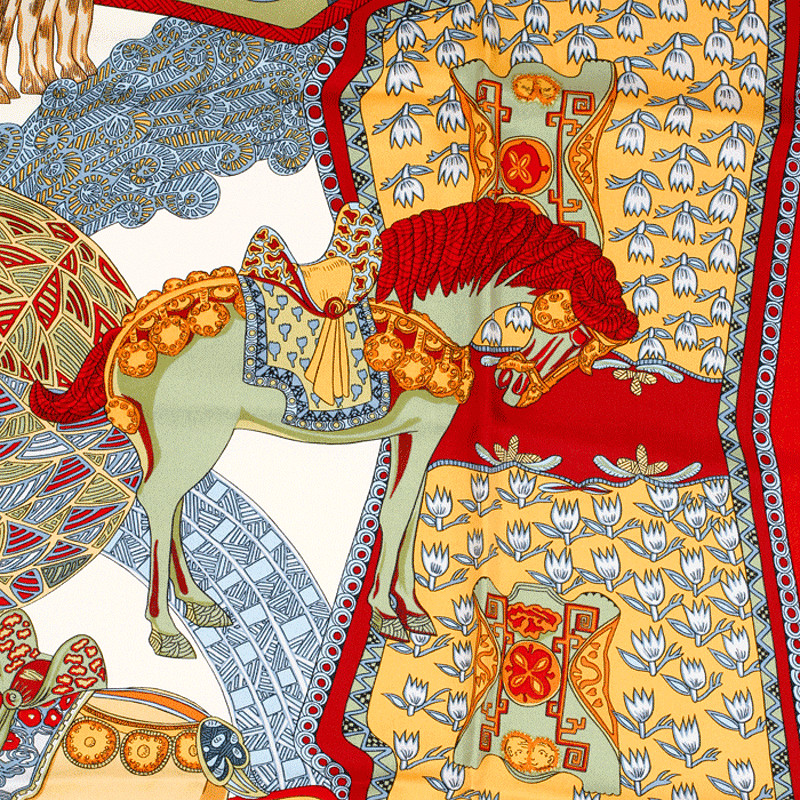 Hermes Silk Scarf Art des Steppes
