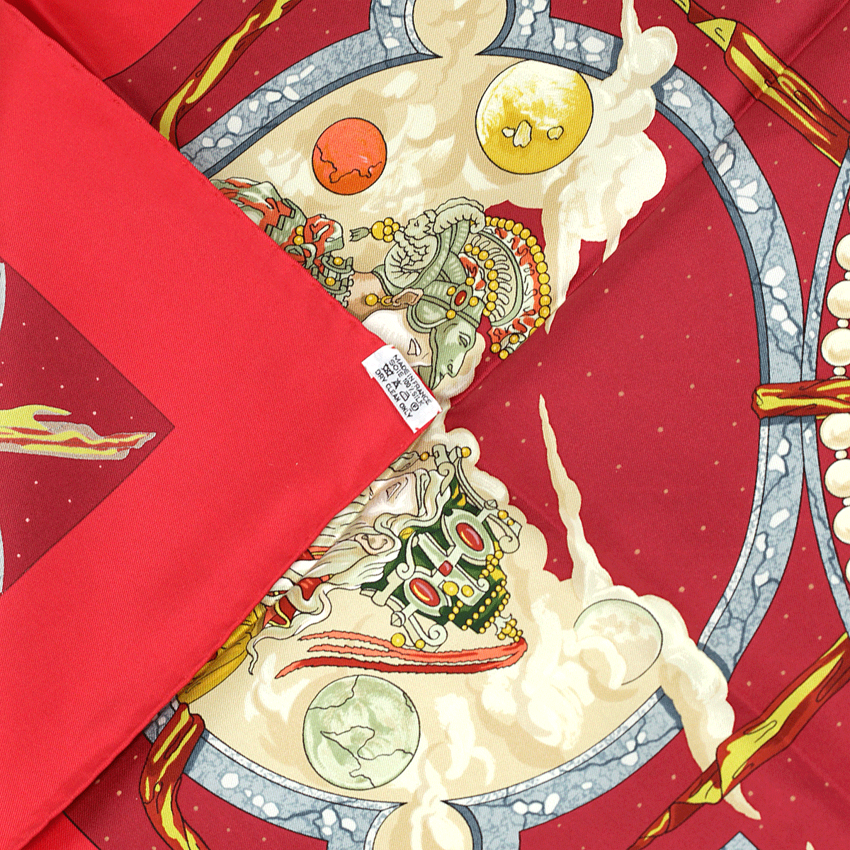 エルメス カヴァリエ・デ・ヌアージュ スカーフ Hermes Scarf CAVALIERS DES NUAGES 90cm Silk Carre Red Bordeaux