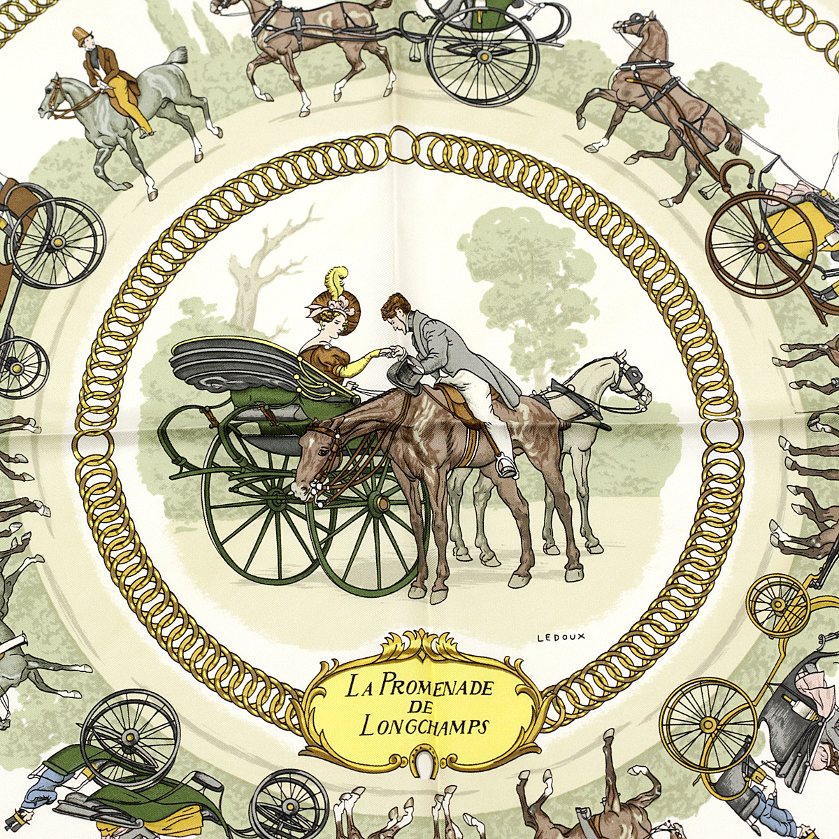 Hermes Silk Scarf Promenade de Longchamps